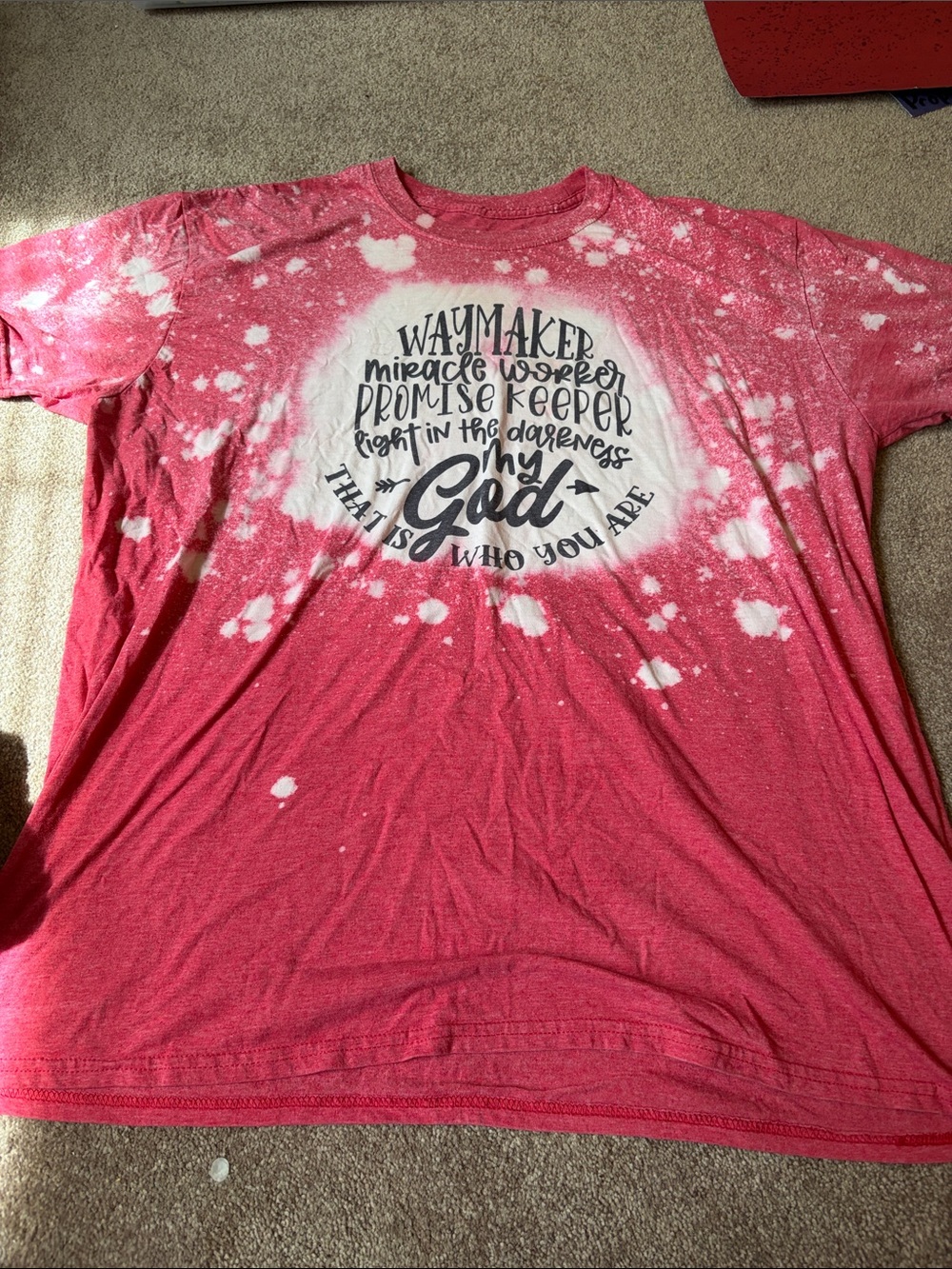 Bleached Graphic Tee with Faith Quote - Pink